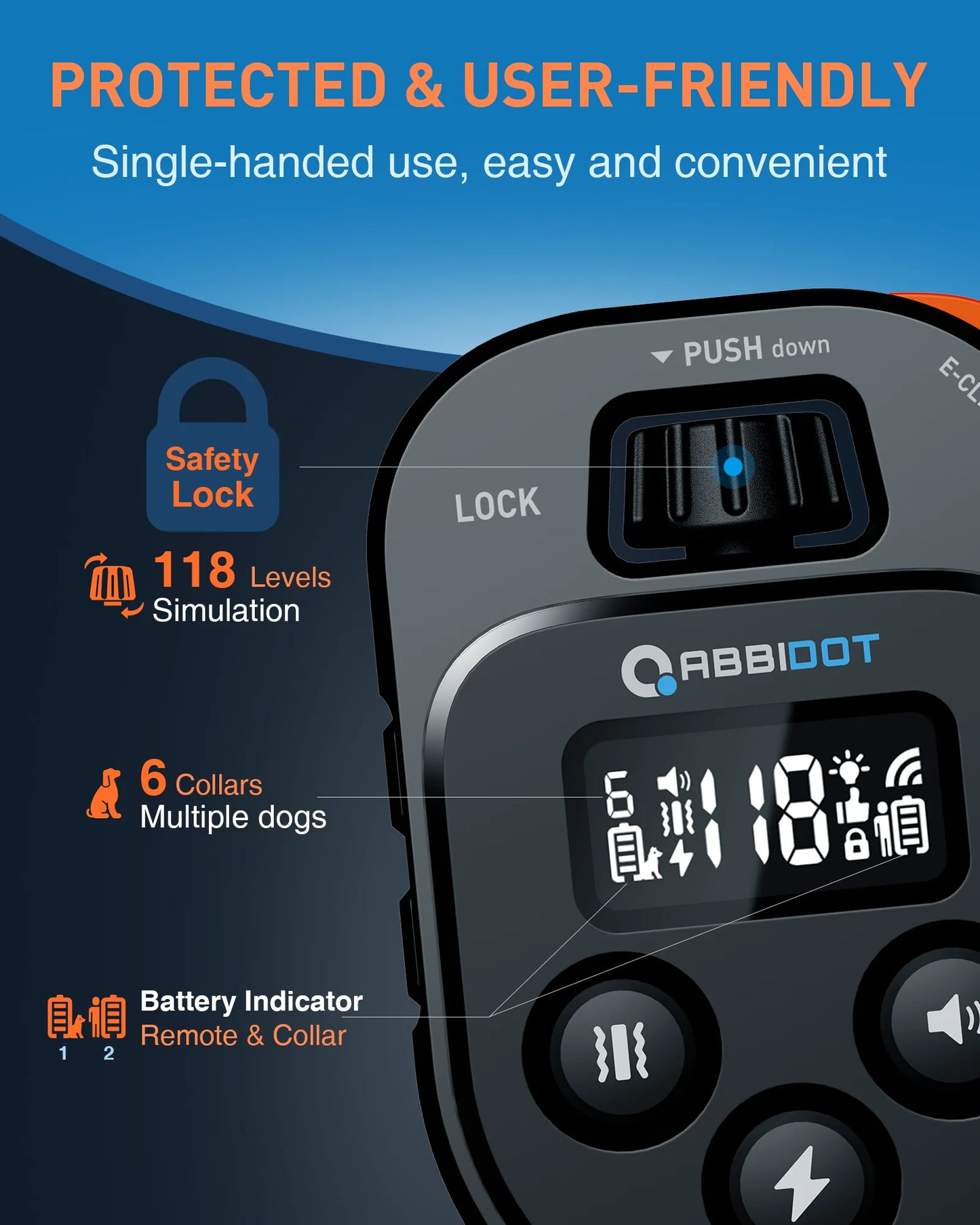 Remote Dog Training E-Collar Rechargeable and Waterproof T60R 1050m 1-2 Dogs