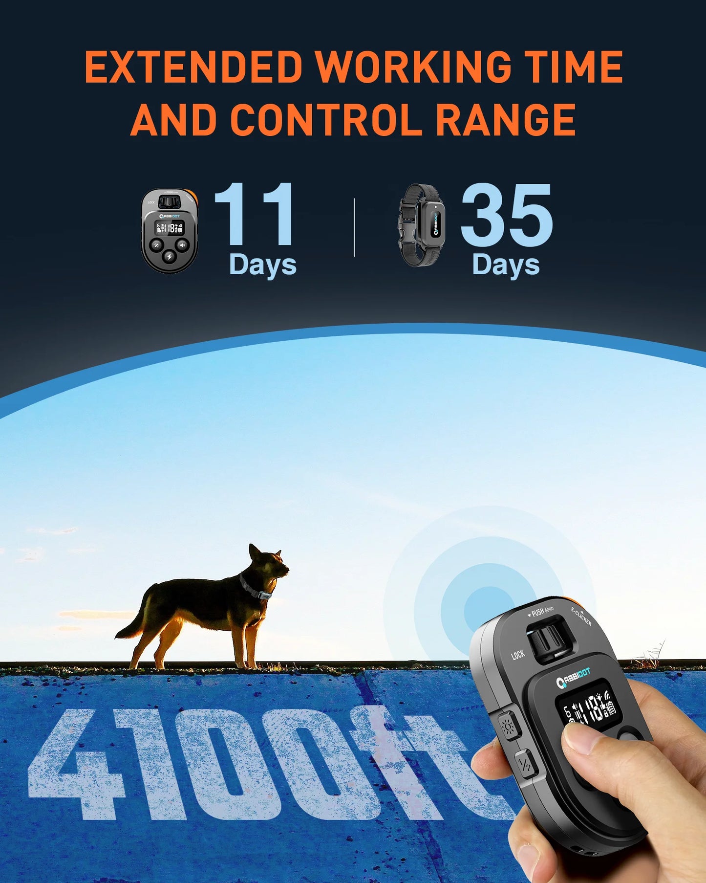 Remote Dog Training E-Collar Rechargeable and Waterproof T60R 1050m 1-2 Dogs