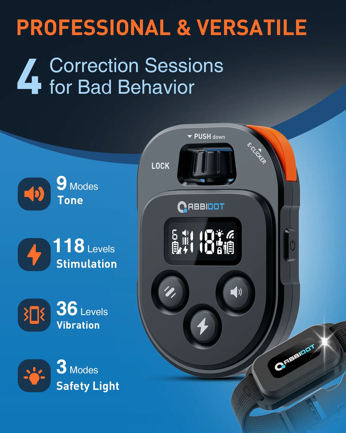 Remote Dog Training E-Collar Rechargeable and Waterproof T60R 1050m 1-2 Dogs