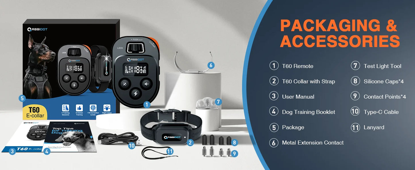 Remote Dog Training E-Collar Rechargeable and Waterproof T60R 1050m 1-2 Dogs
