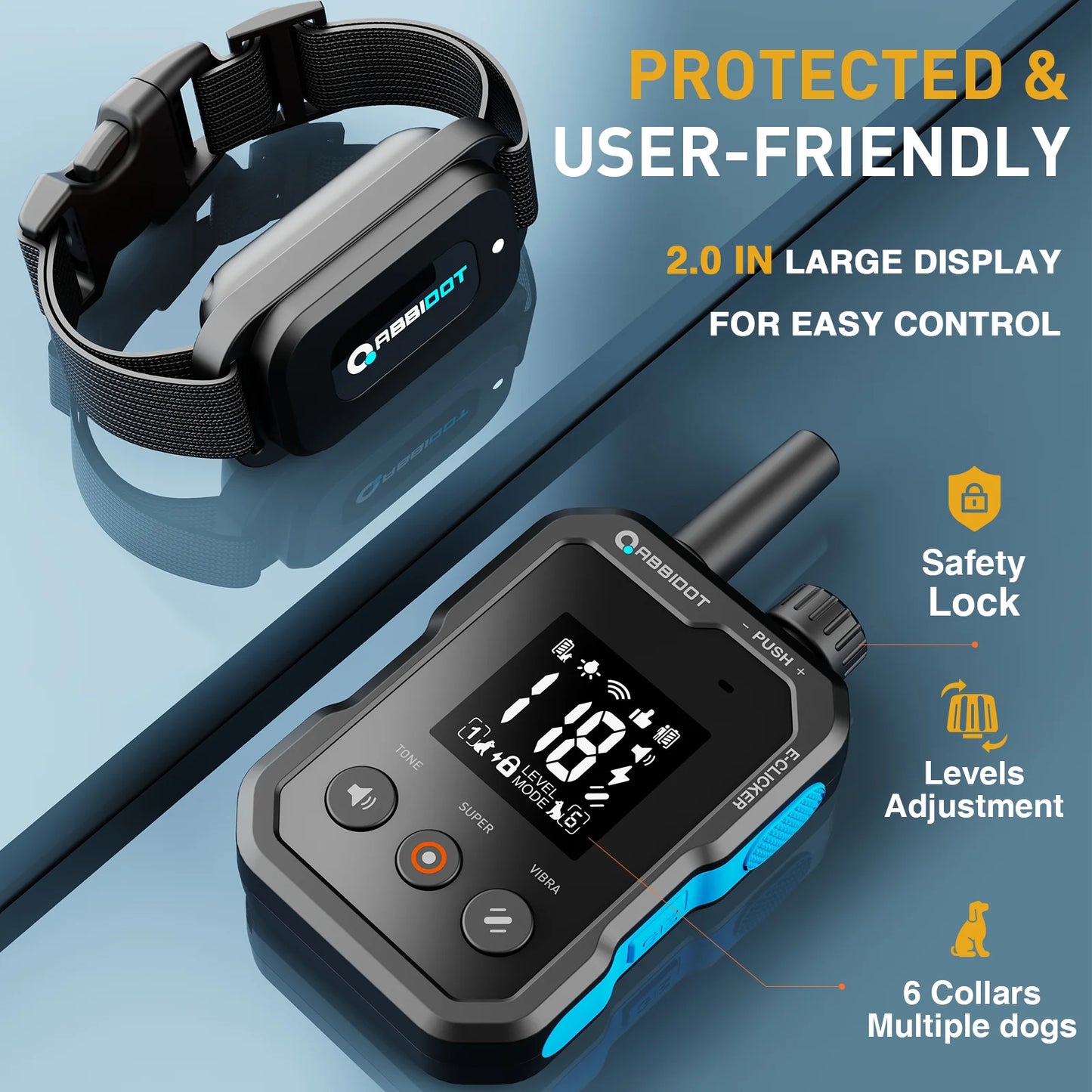 Remote Dog Training E-Collar Rechargeable and Waterproof T70R 1250m 1-2 Dogs